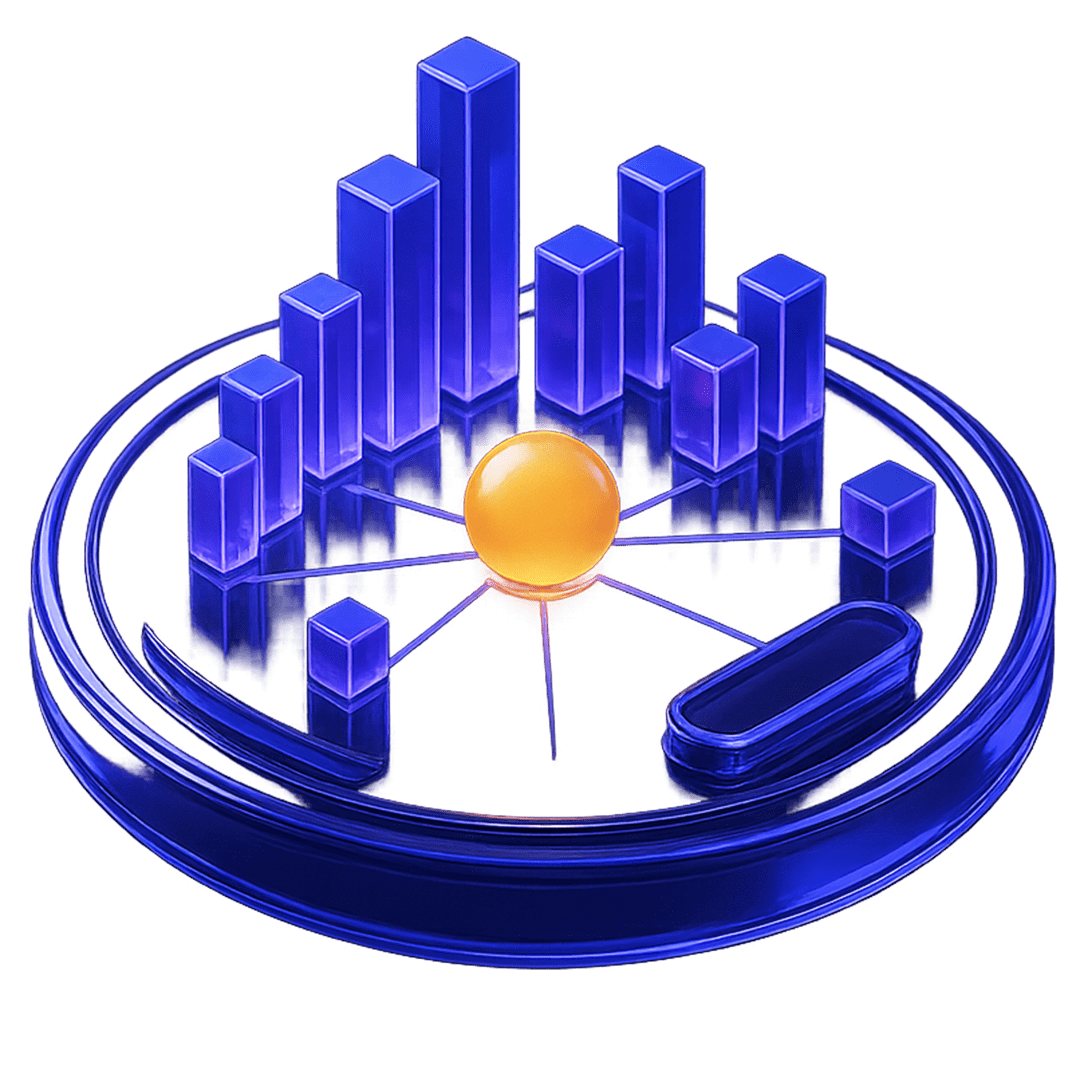 Icon of a dashboard with charts.