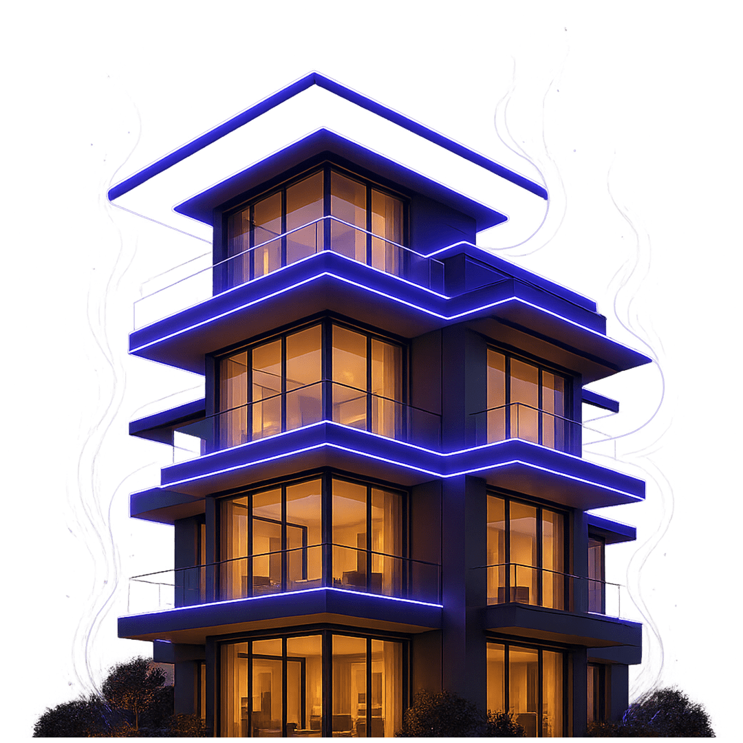 Stylized illustration of a modern apartment building representing real estate investment.